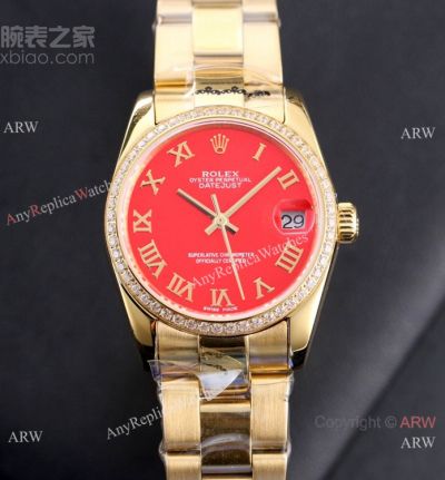 Clone Rolex Datejust Special Edition Red Dial Watch 31MM - SWISS GRADE CASE